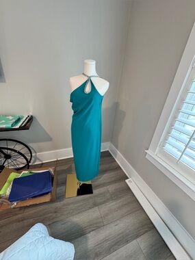Joseph Ribkoff Teal Keyhole Midi Dress